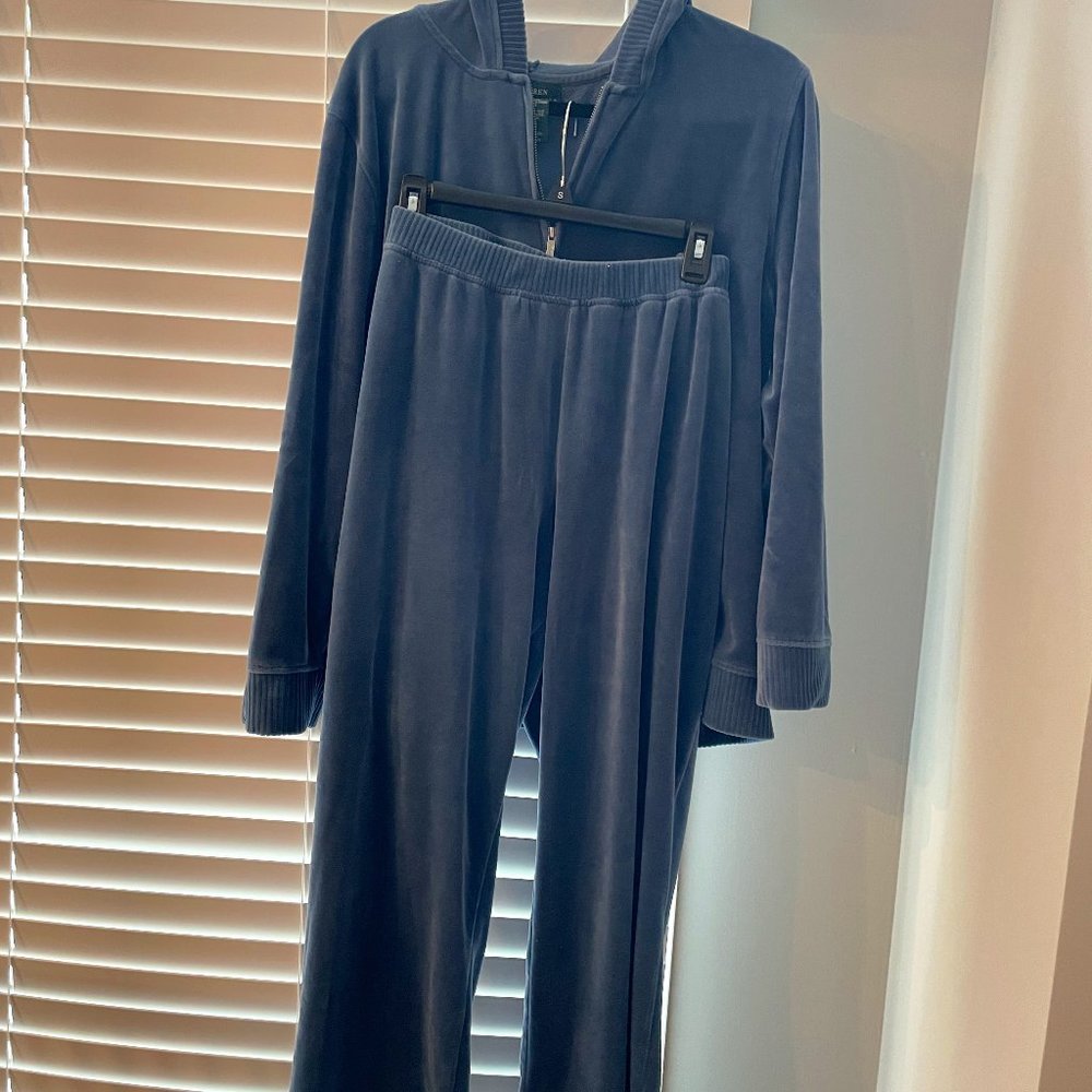 Ralph Lauren Hooded Jogging Velour Track Suit (Pants (1X) + Jacket (2X))